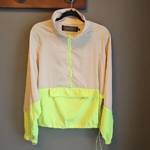 Vintage Neon Yellow and Beige Windbreaker